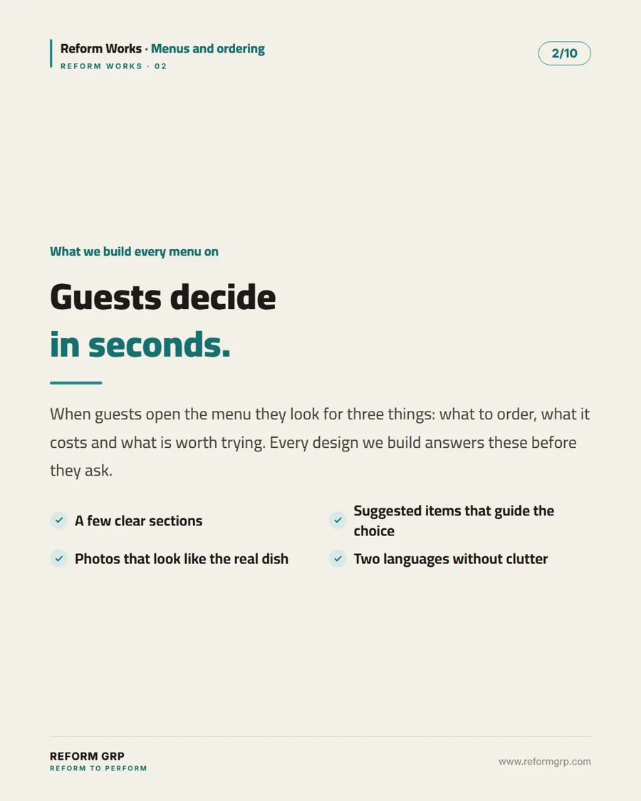 Menus and ordering, slide 2