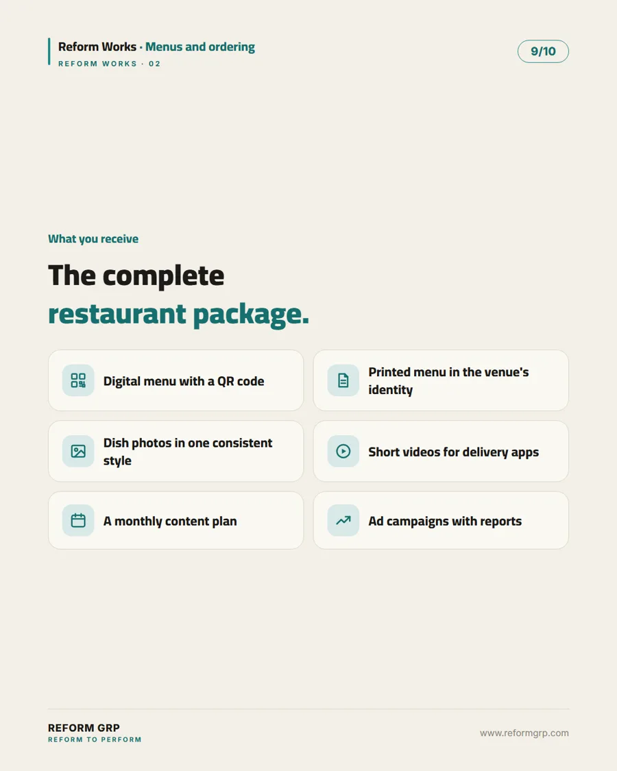 Menus and ordering, slide 9